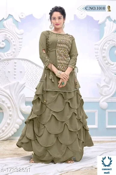 Trendy Drishya Crop Top Kurti Semi Stitched Full Set Lahenga| - 34